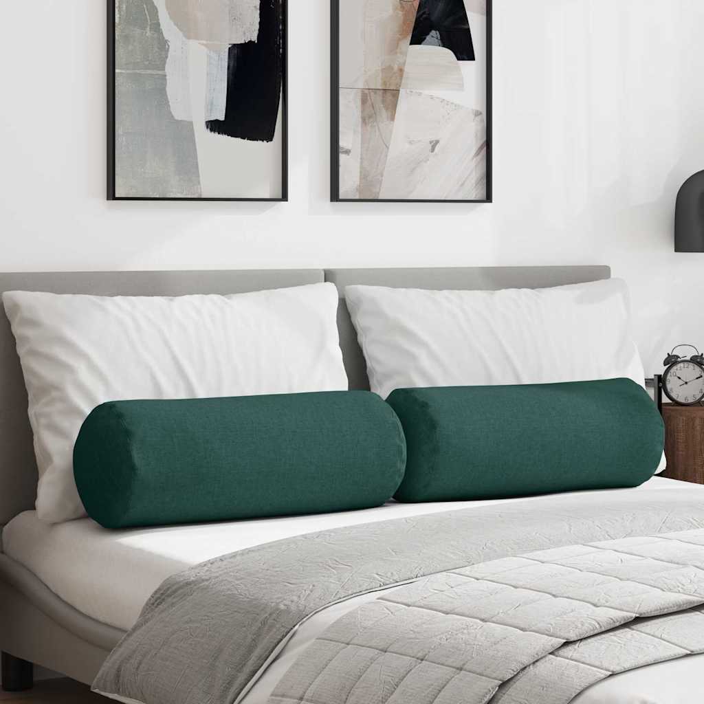 Bolsterpuder - 2 stk mørkegrøn Ø 25 × 70 cm i stof