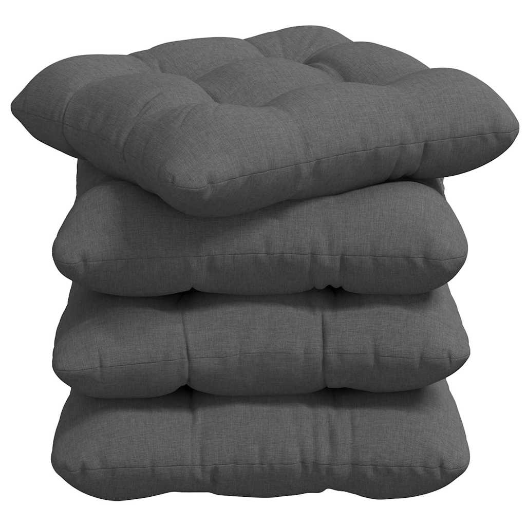 Sædepuder 4 pcs Mørkegrå 40 x 40 x 12 cm Stof