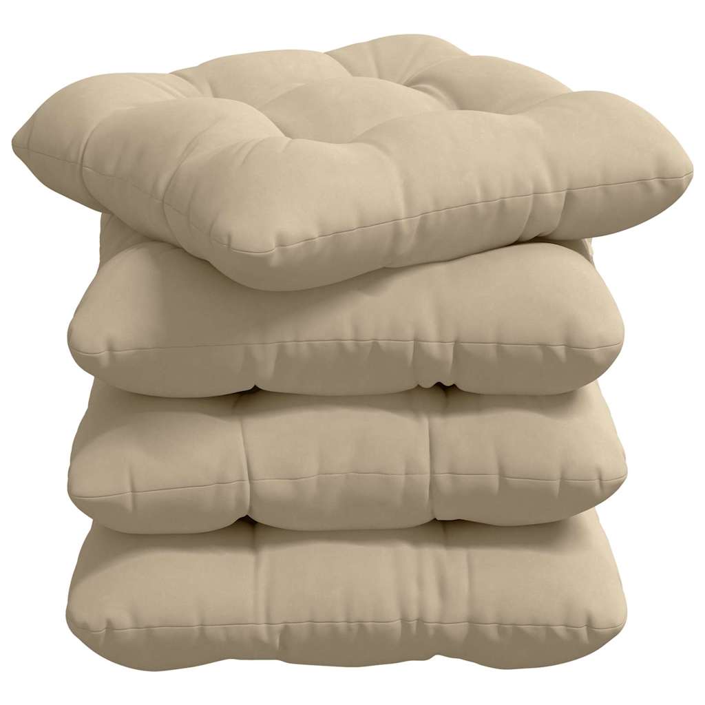Sædepuder 4 pcs Creme 45 x 45 cm Mikrofiberstof