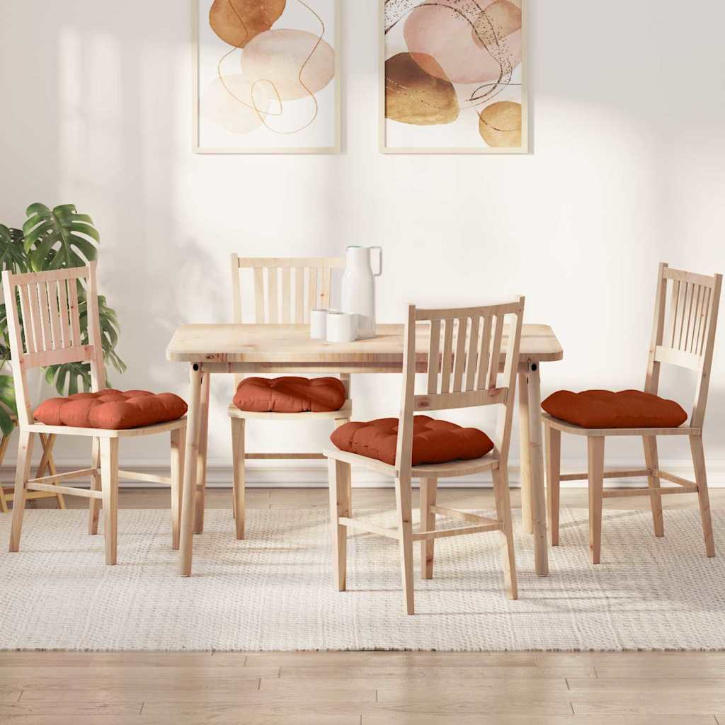 Sædepuder 4 pcs Rød orange 45 x 45 cm Velourstof
