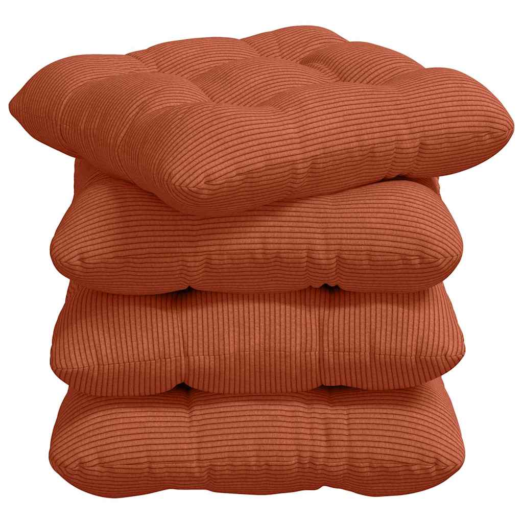 Sædepuder 4 pcs Rød orange 45 x 45 cm Velourstof