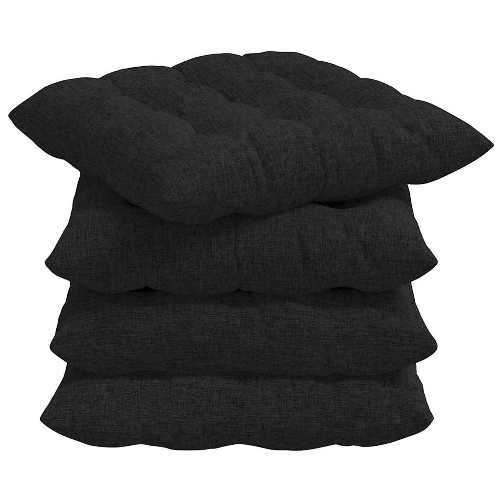 Sædepuder 4 pcs Sort 40 x 40 x 6 cm Stof