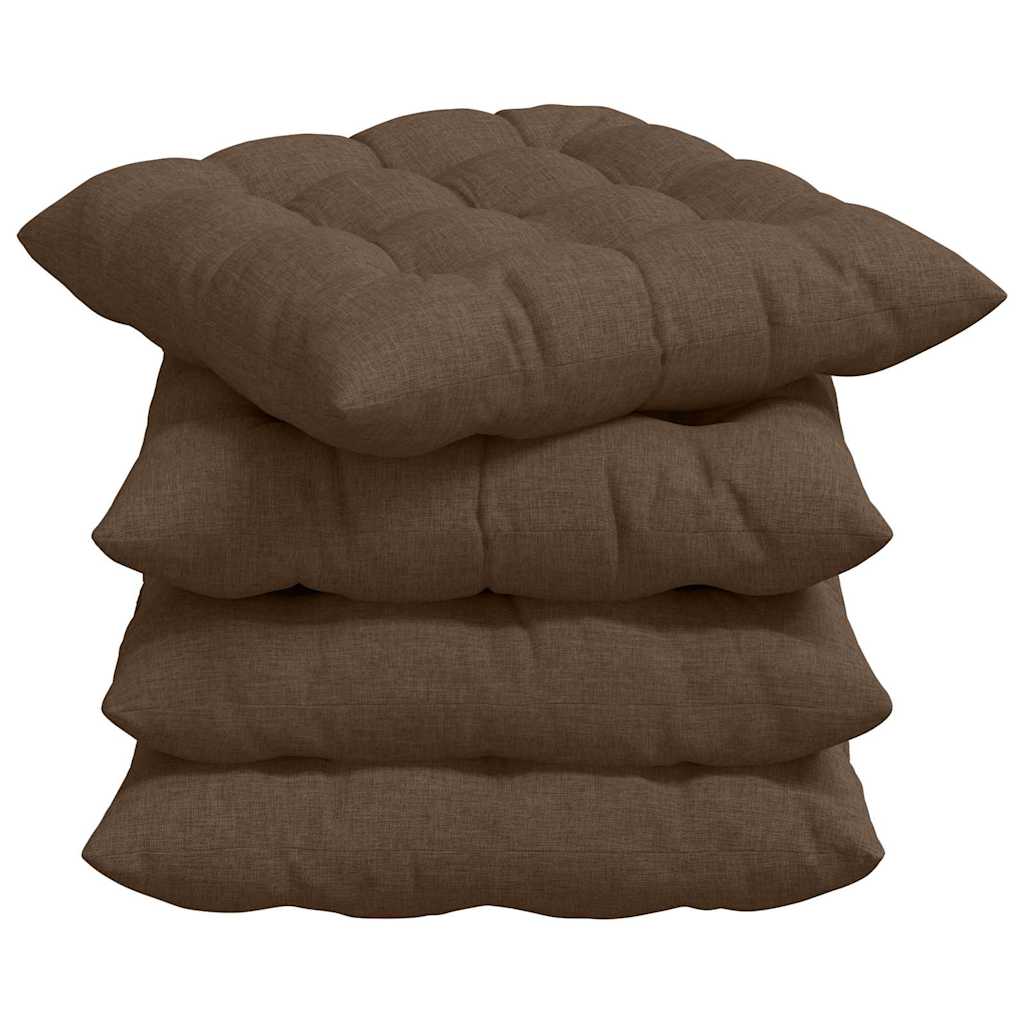 Sædepuder 4 pcs Brun 40 x 40 x 6 cm Stof
