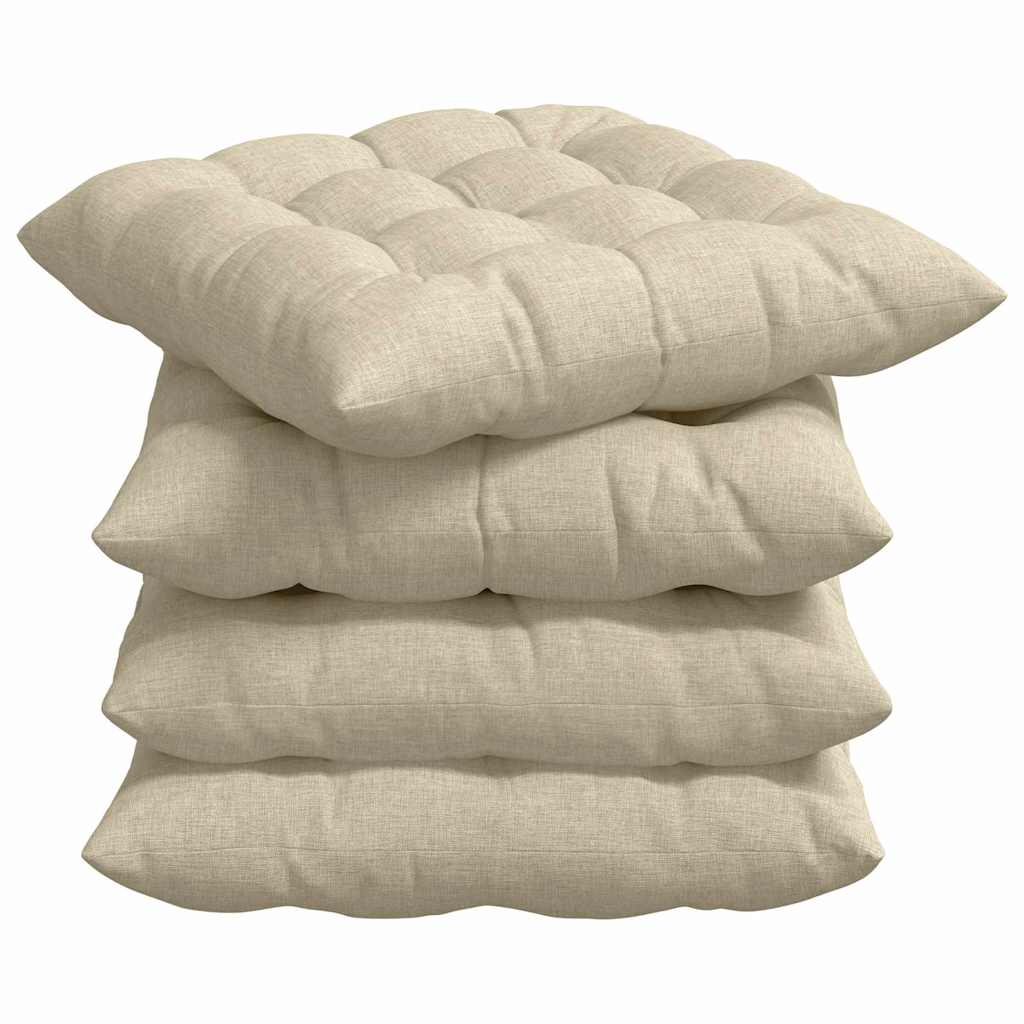 Sædepuder 4 pcs Creme 40 x 40 x 6 cm Stof