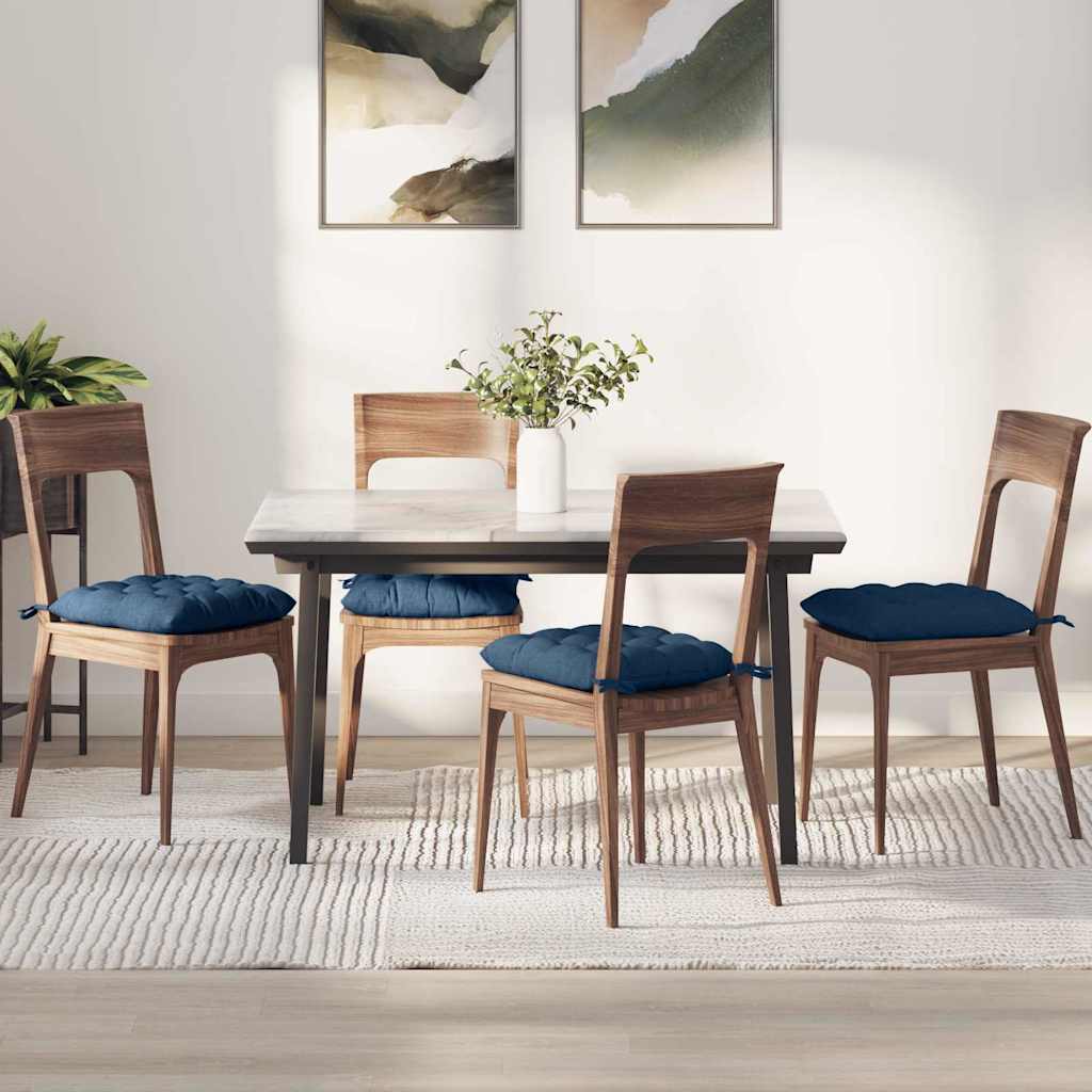 Sædepuder 4 pcs Blå 40 x 40 x 6 cm Stof
