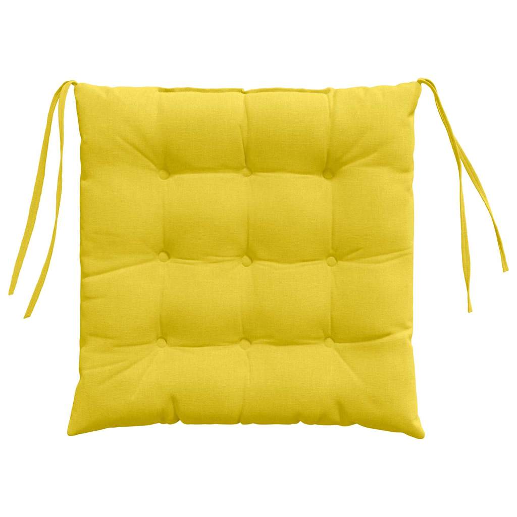 Sædepuder 4 pcs Lys Gul 40 x 40 x 6 cm Stof