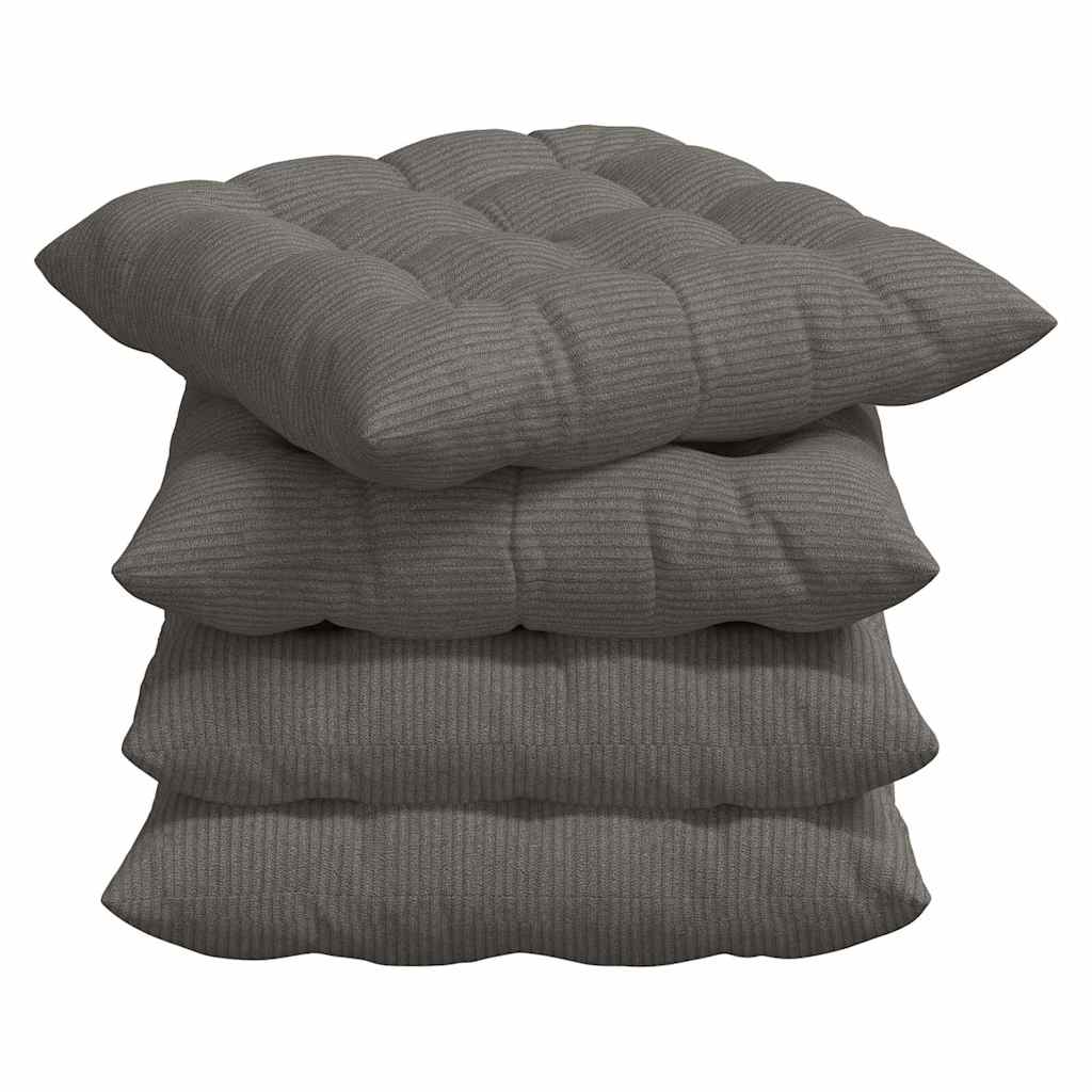 Sædepuder 4 pcs Lysegrå 40 x 40 x 6 cm Velourstof