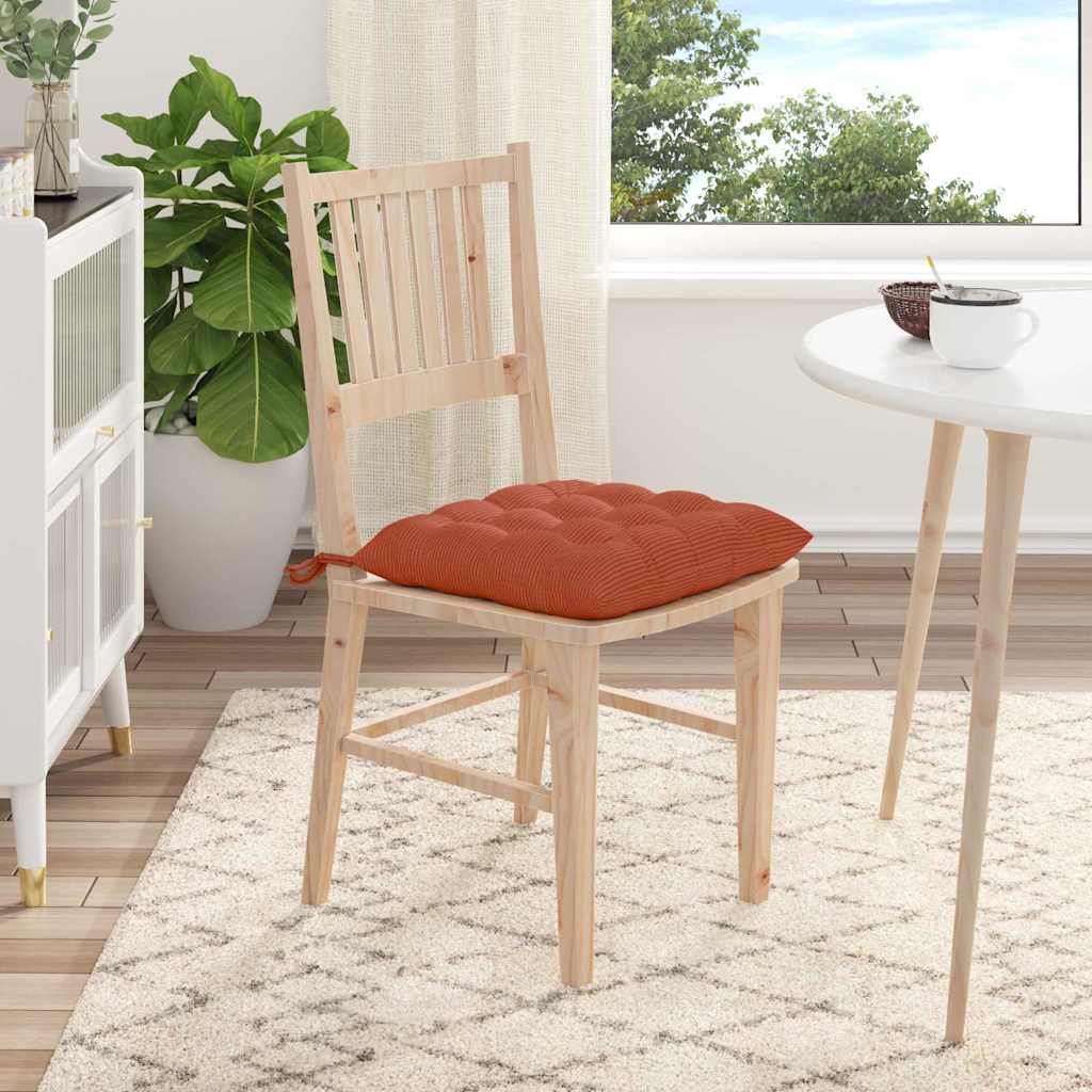 Sædepuder 4 pcs Rød orange 40 x 40 x 6 cm Velourstof