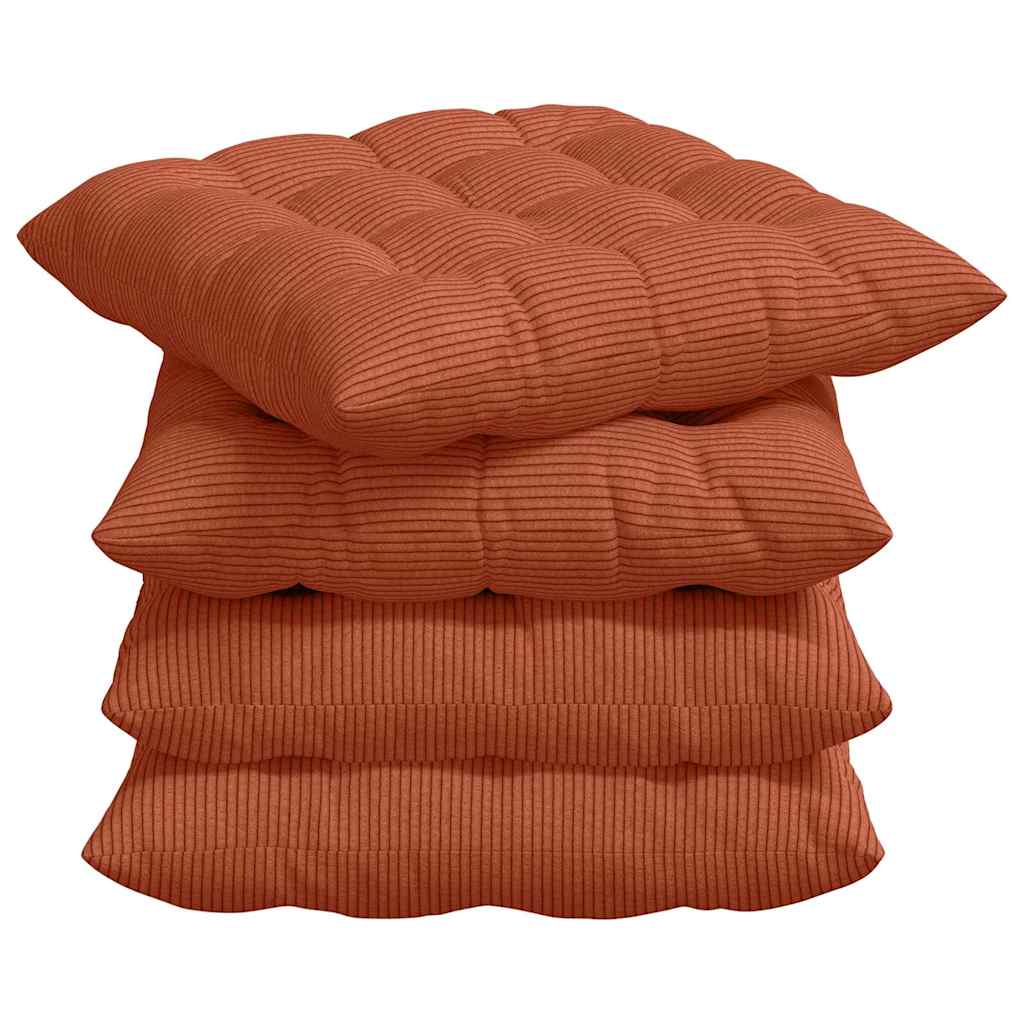 Sædepuder 4 pcs Rød orange 40 x 40 x 6 cm Velourstof