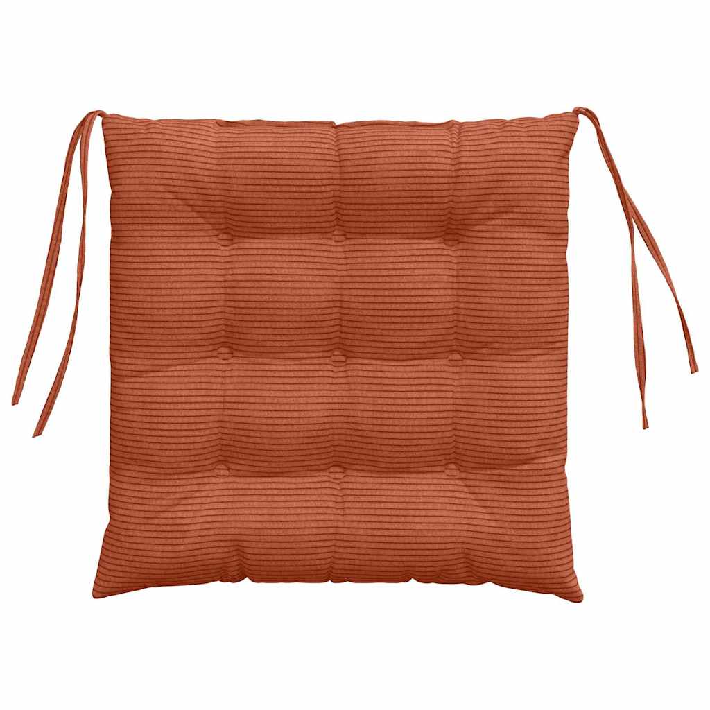 Sædepuder 4 pcs Rød orange 40 x 40 x 6 cm Velourstof