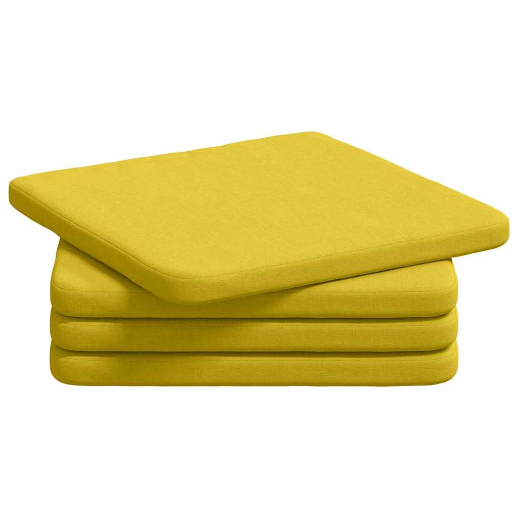 Sædepuder 4 pcs Lys Gul 40 x 40 x 3 cm Stof