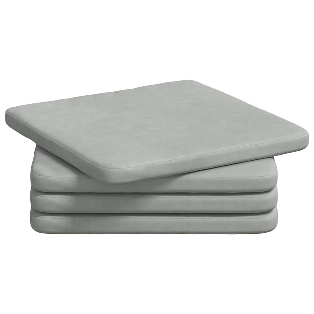 Sædepuder 4 pcs Lysegrå 40 x 40 x 3 cm Fløjl