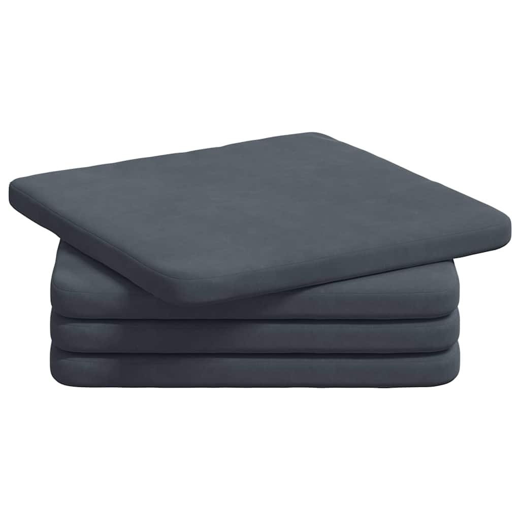 Sædepuder 4 pcs Mørkegrå 40 x 40 x 3 cm Fløjl