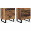 Natskab med skuffe 2 pcs Gammelt træ og sort 40 x 35 x 47,5 cm