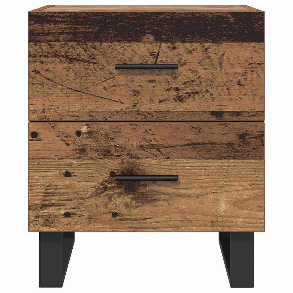 Natskab med skuffe 2 pcs Gammelt træ og sort 40 x 35 x 47,5 cm
