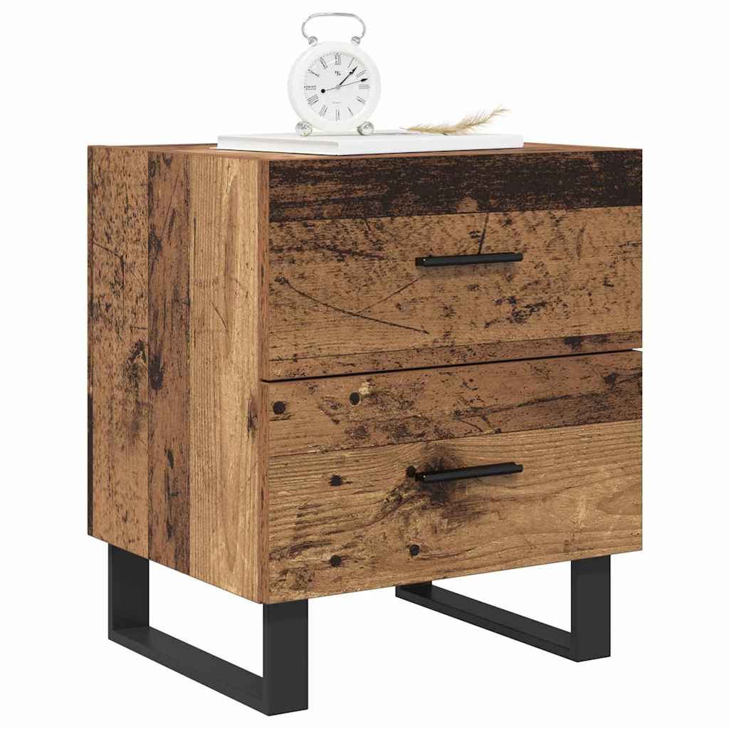 Natskab med skuffe 2 pcs Gammelt træ og sort 40 x 35 x 47,5 cm
