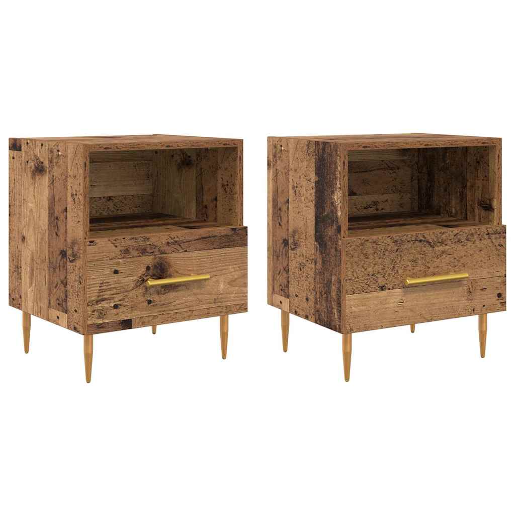 Sengebord 2 pcs Gammelt træ 40 x 35 x 47,5 cm Konstrueret træ