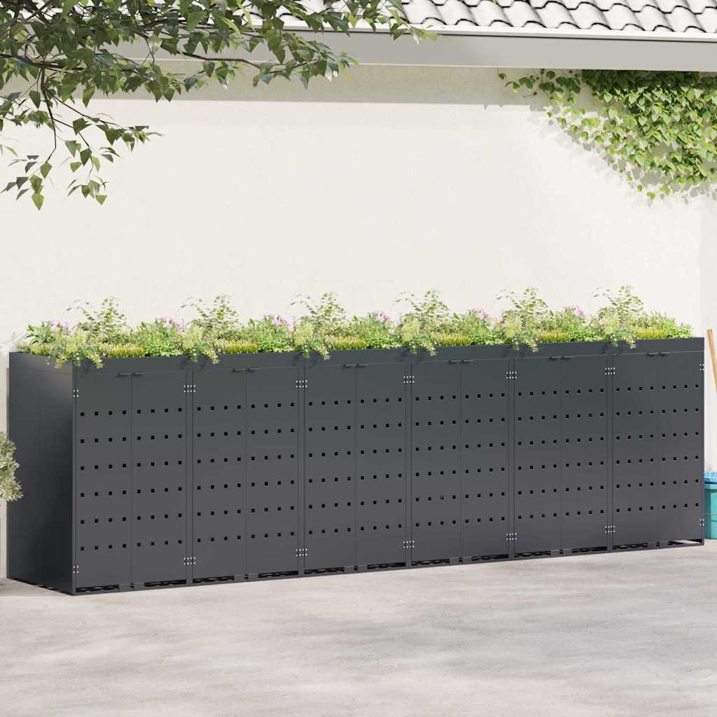Wheelie Bin Opbevaring til 6 Affaldscontainere Antracit