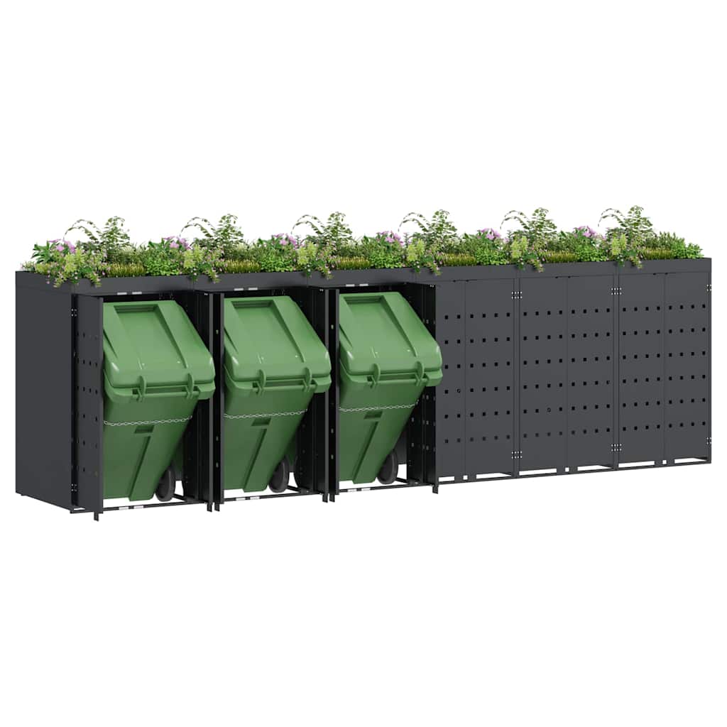Wheelie Bin Opbevaring til 6 Affaldscontainere Antracit
