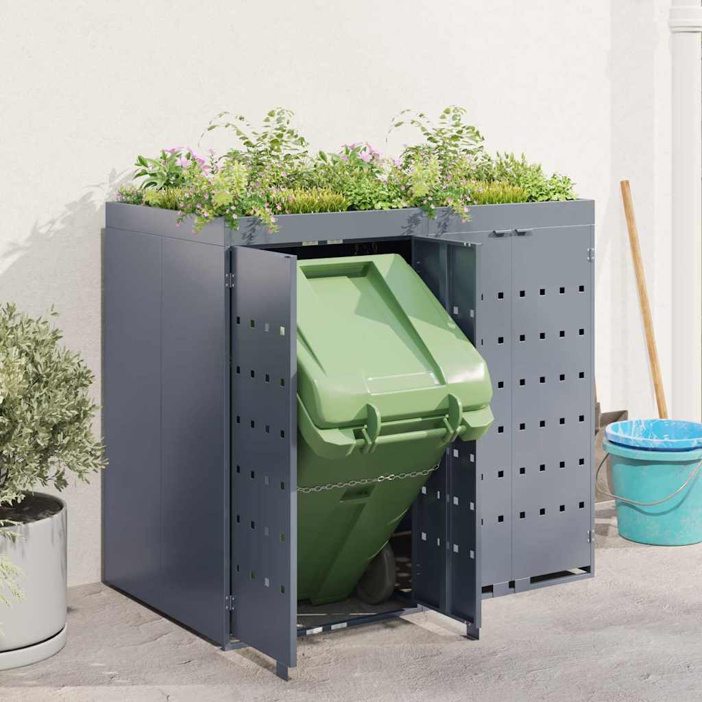 Wheelie Bin Opbevaring til 2 Affaldscontainere Lysegrå