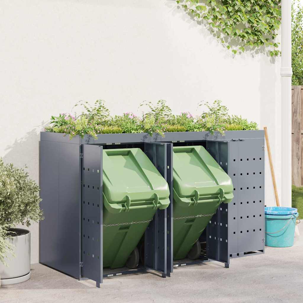 Wheelie Bin Opbevaring til 3 Affaldscontainere Lysegrå