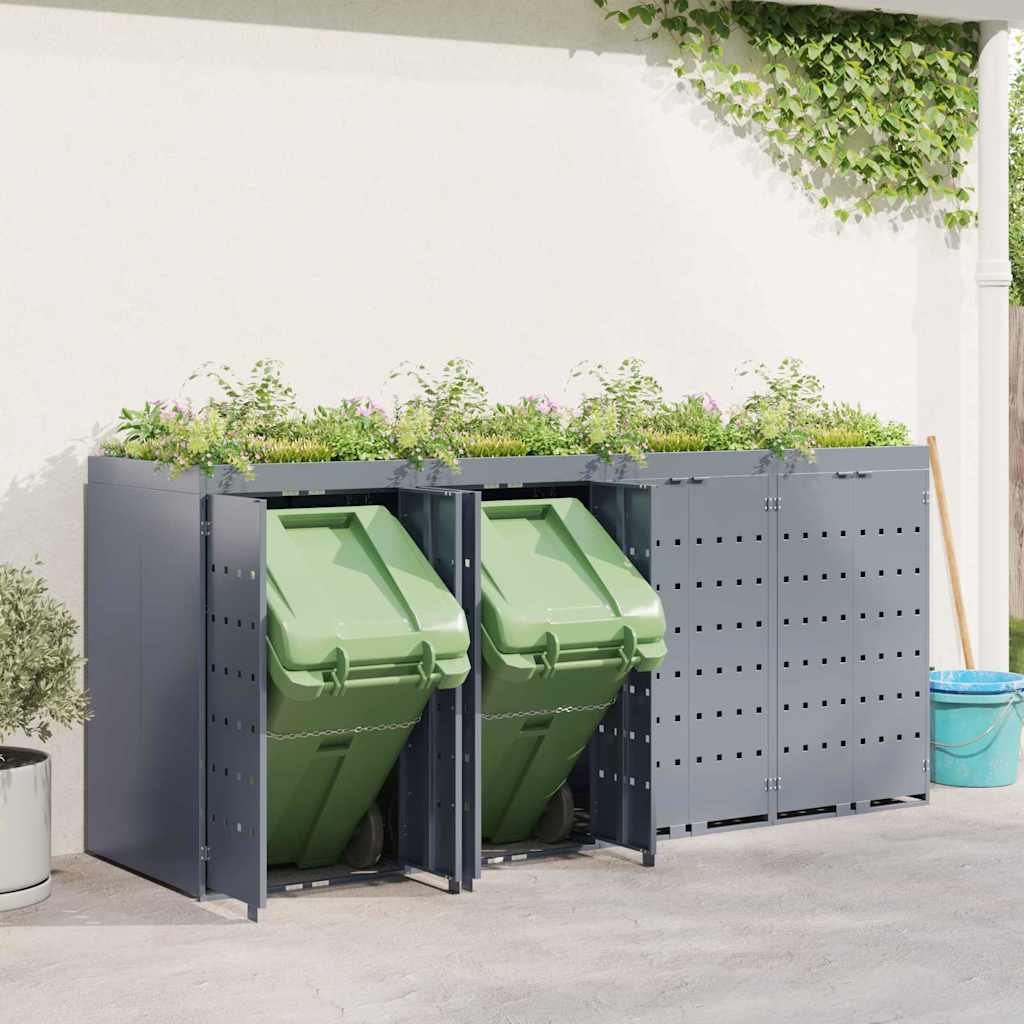 Wheelie Bin Opbevaring til 4 Affaldscontainere Lysegrå