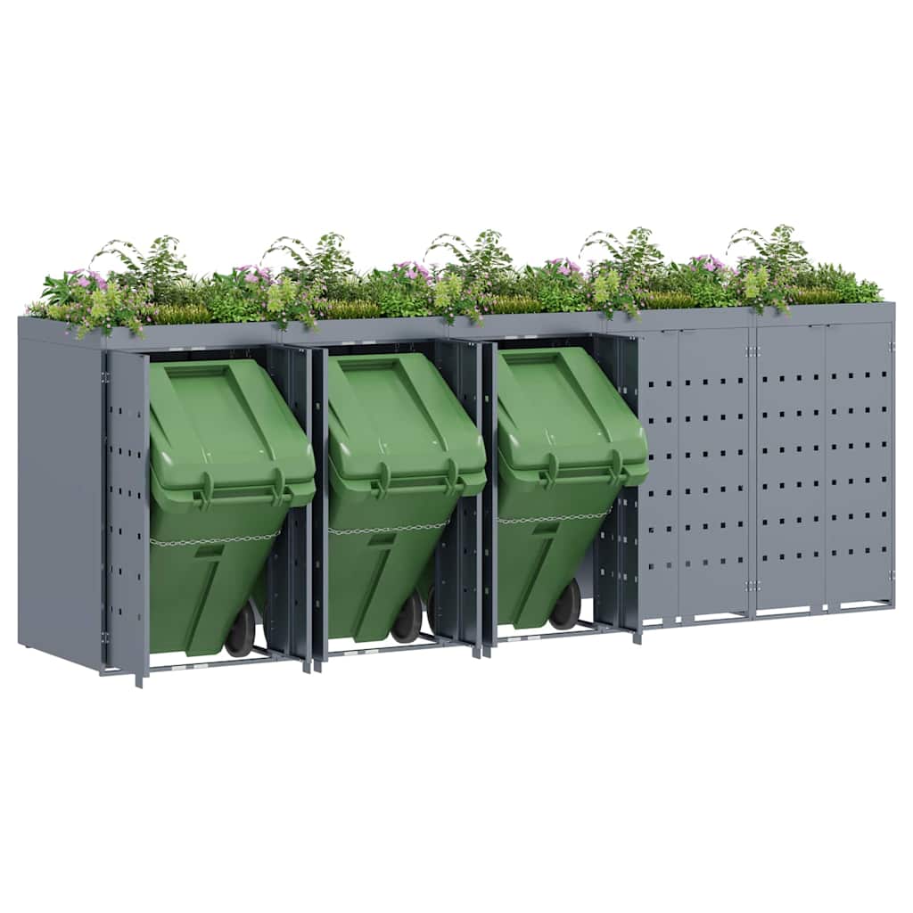 Wheelie Bin Opbevaring til 5 Affaldscontainere Lysegrå