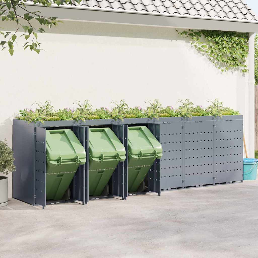 Wheelie Bin Opbevaring til 6 Affaldscontainere Lysegrå