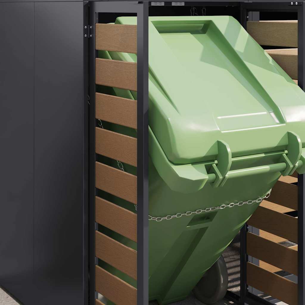 Wheelie Bin Opbevaring til 4 Affaldscontainere Stål Antracit