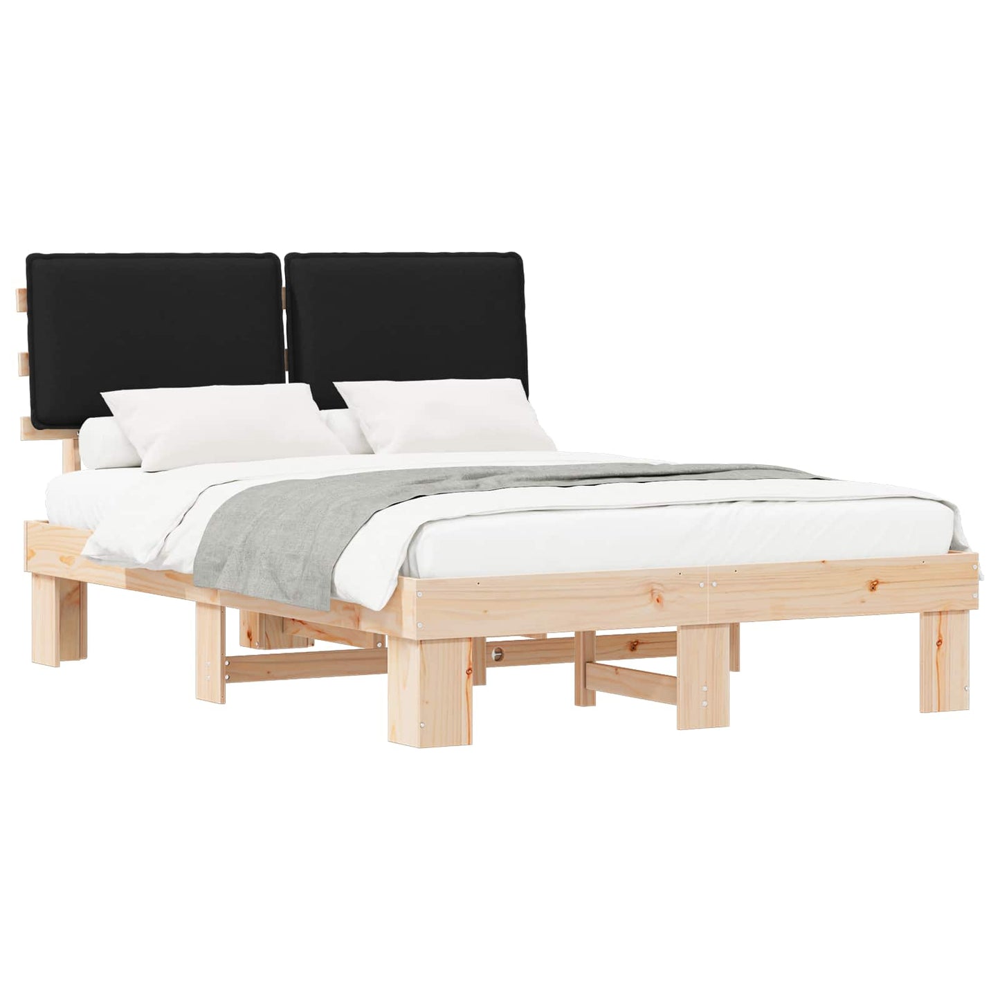 Sengestel med Polstret Hovedgavl Sort 140 x 200 cm