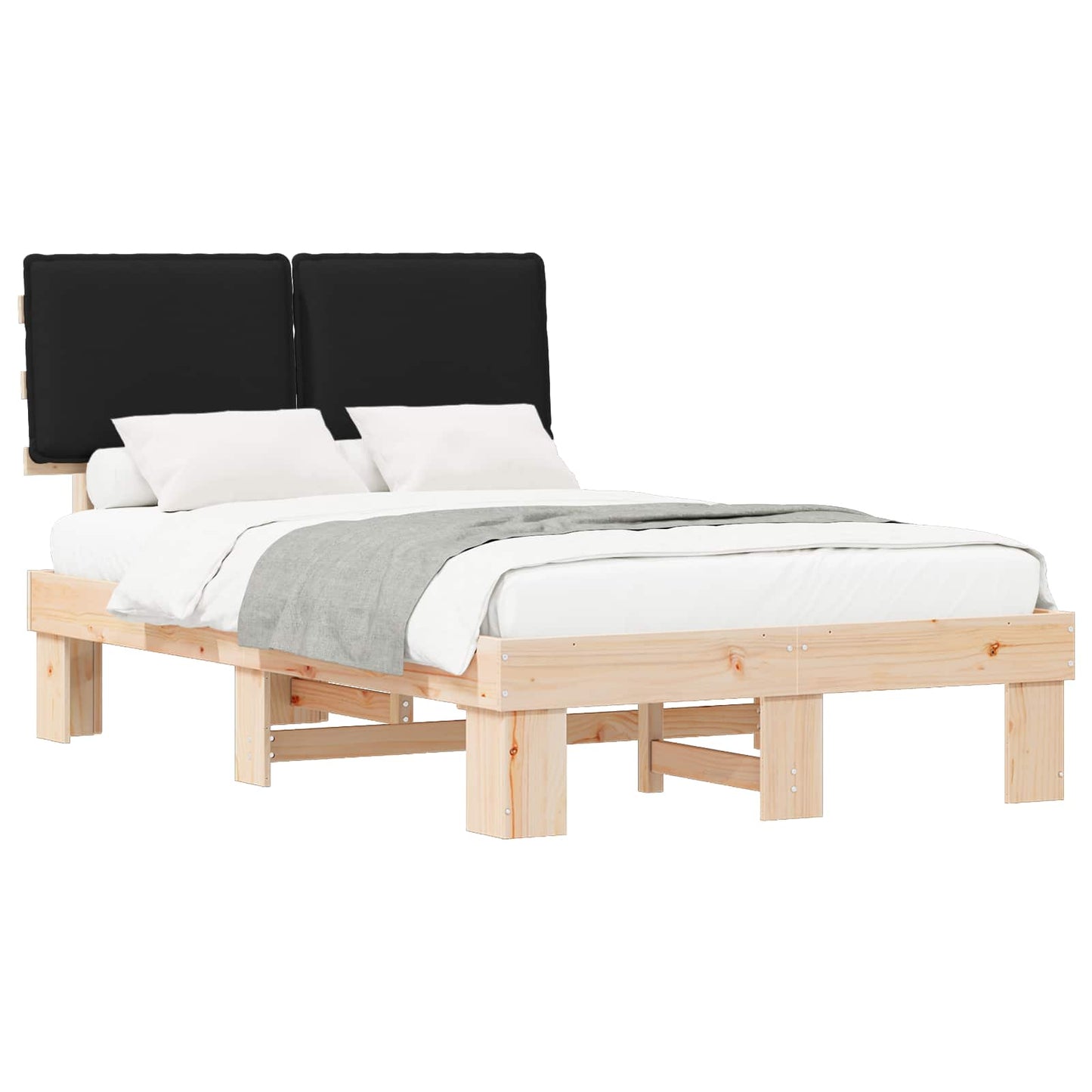 Sengestel med Polstret Hovedgavl Sort 120 x 200 cm