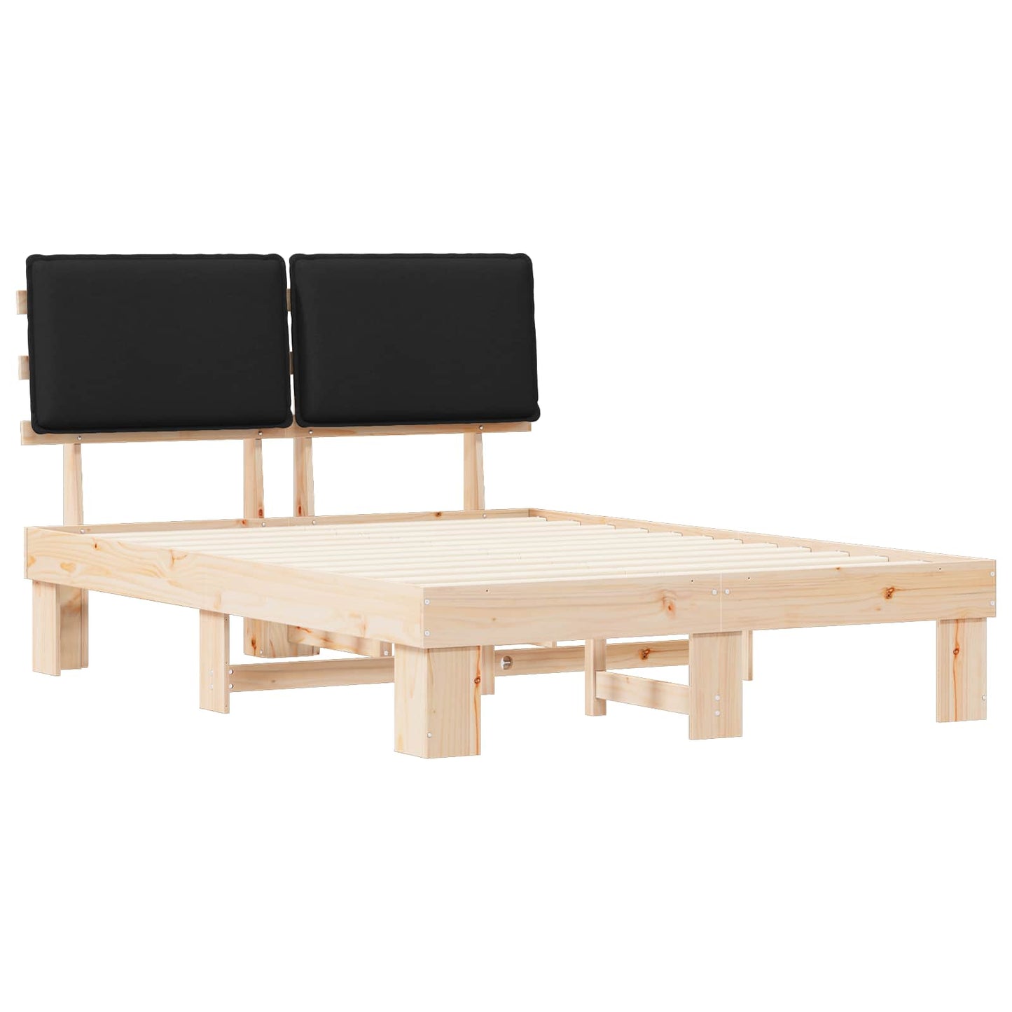 Sengestel med Polstret Hovedgavl Sort 140 x 190 cm