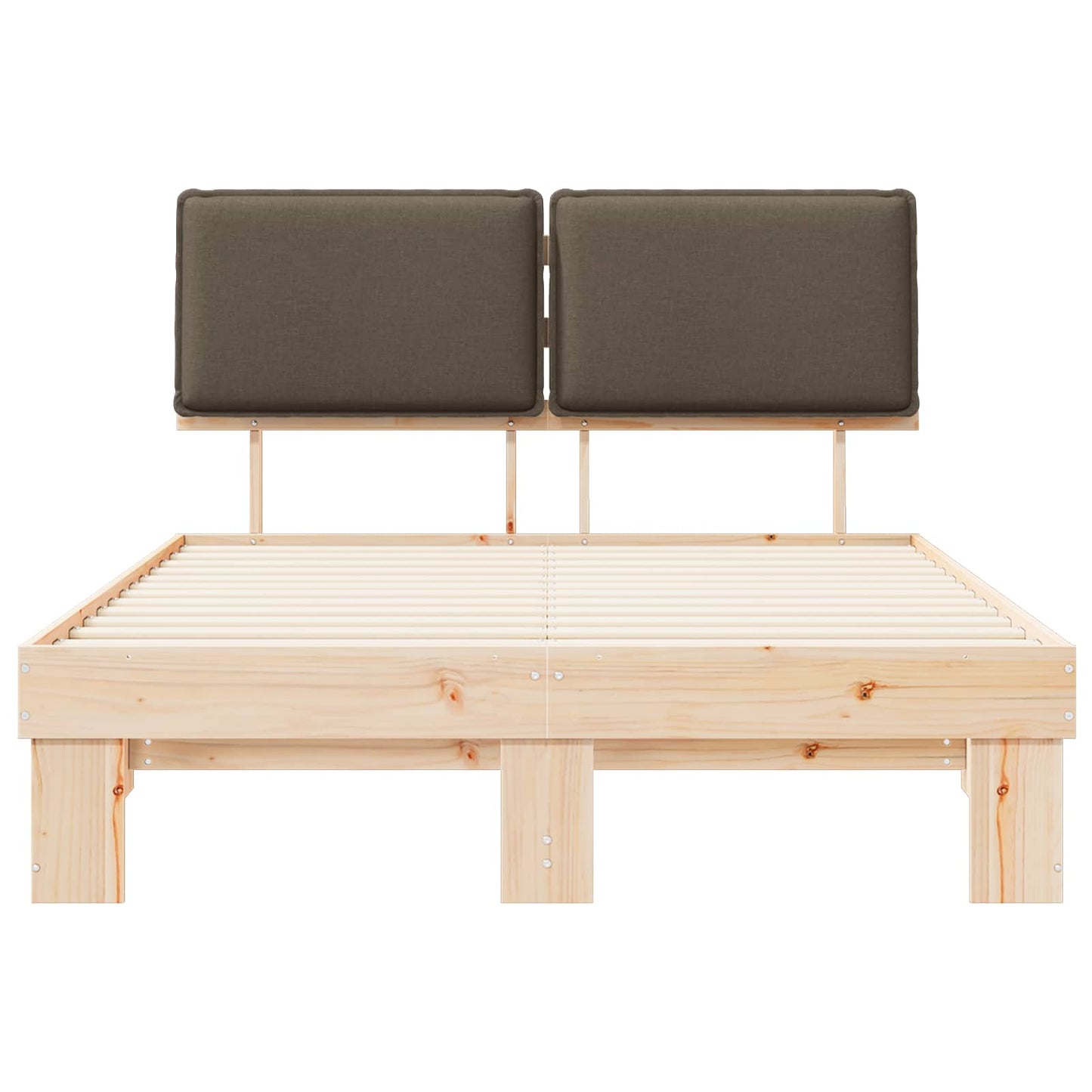 Sengestel med Polstret Hovedgavl Gråbrun 140 x 190 cm