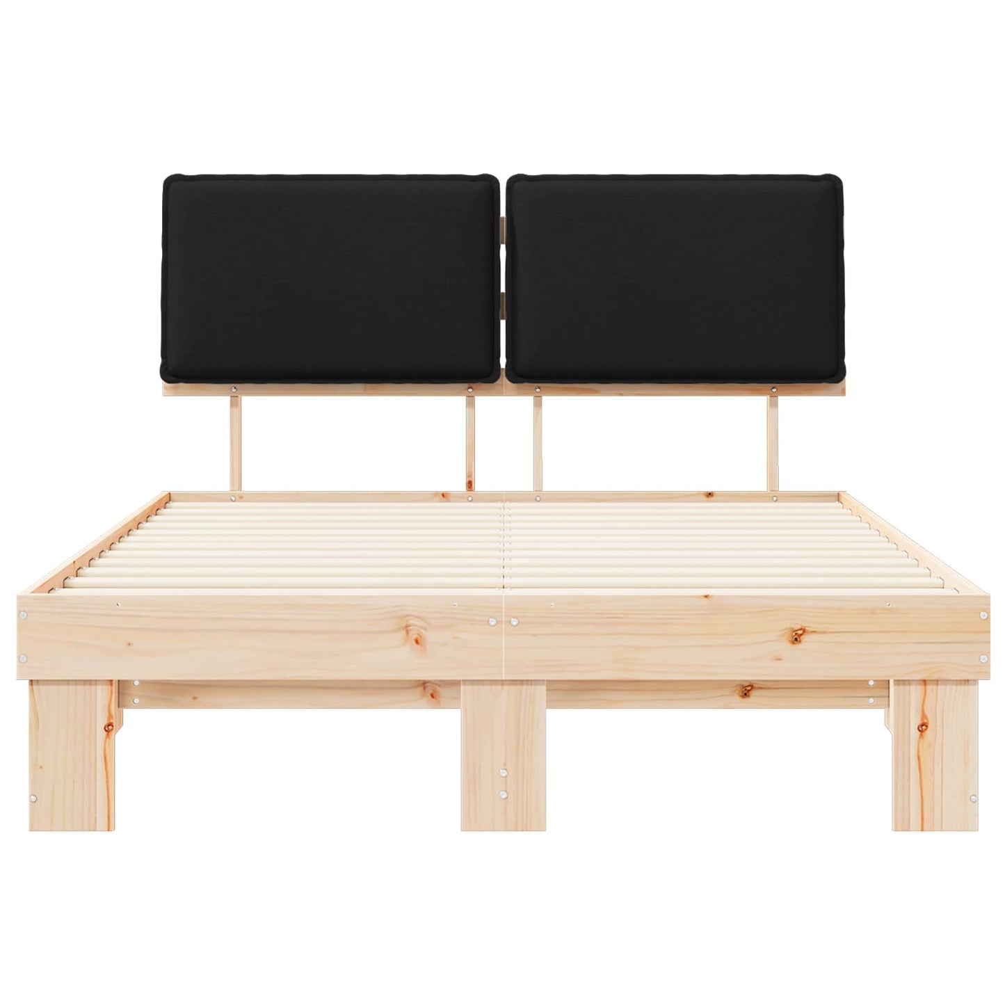 Sengestel med Polstret Hovedgavl Sort 135 x 190 cm