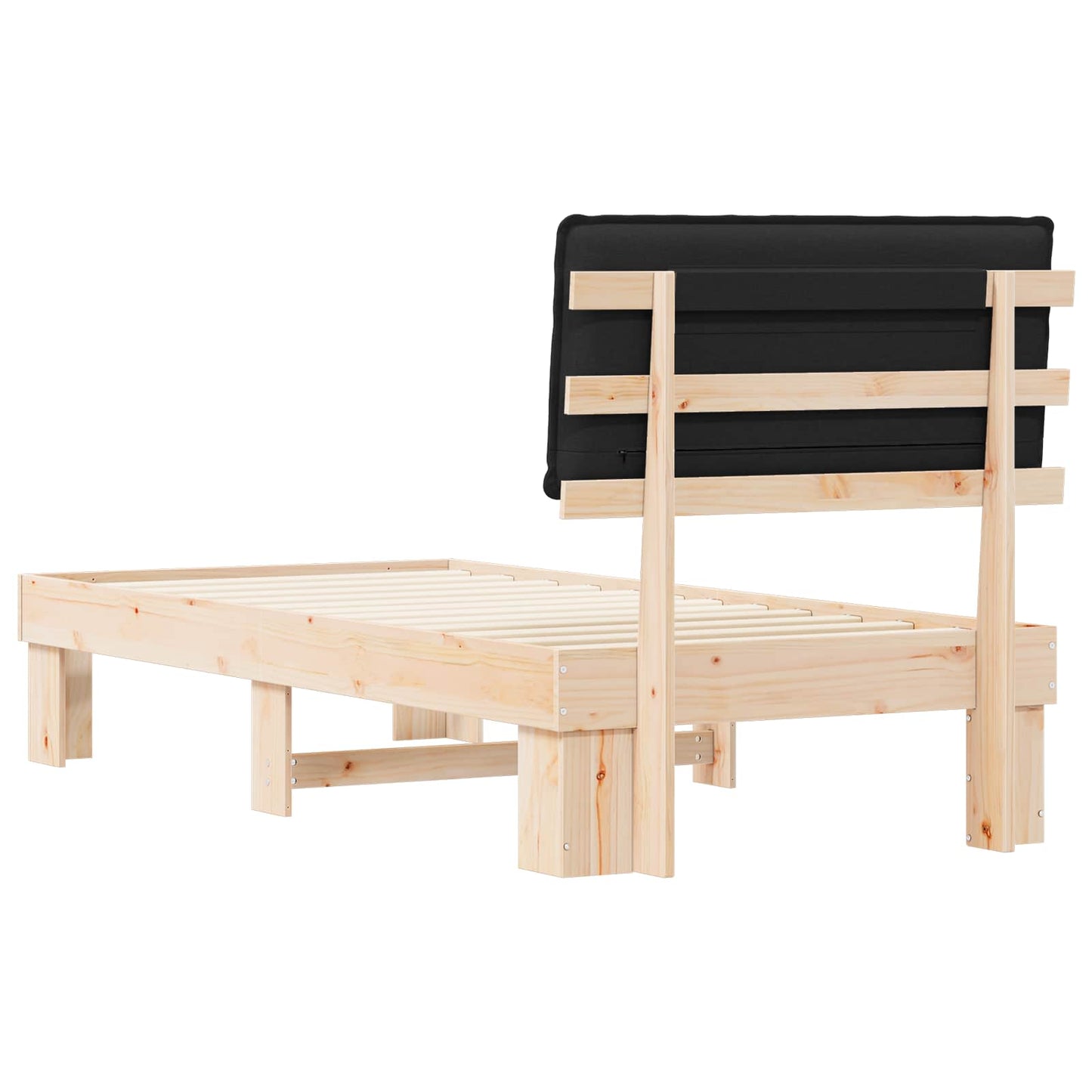 Sengestel med Polstret Hovedgavl Sort 100 x 200 cm