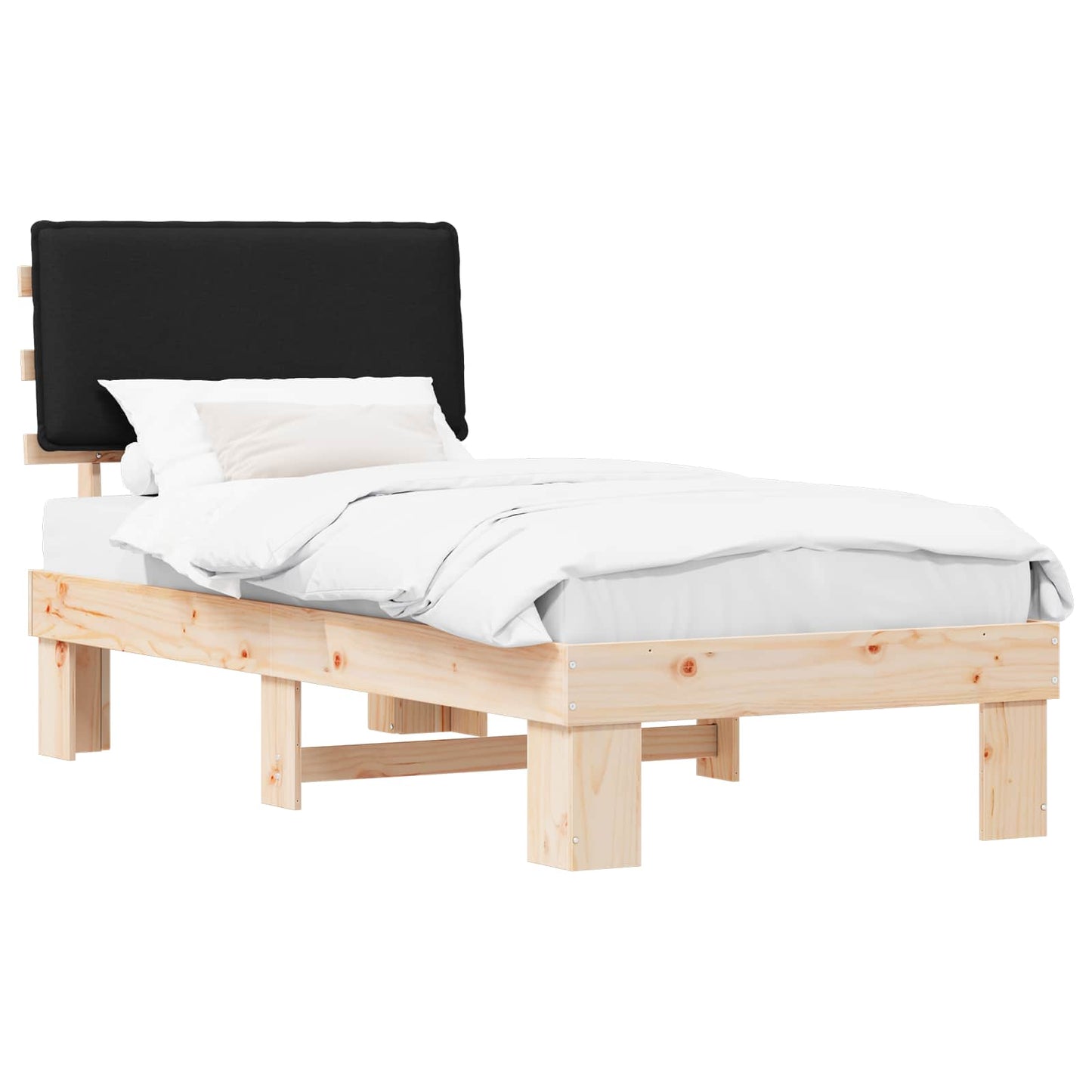 Sengestel med Polstret Hovedgavl Sort 90 x 200 cm