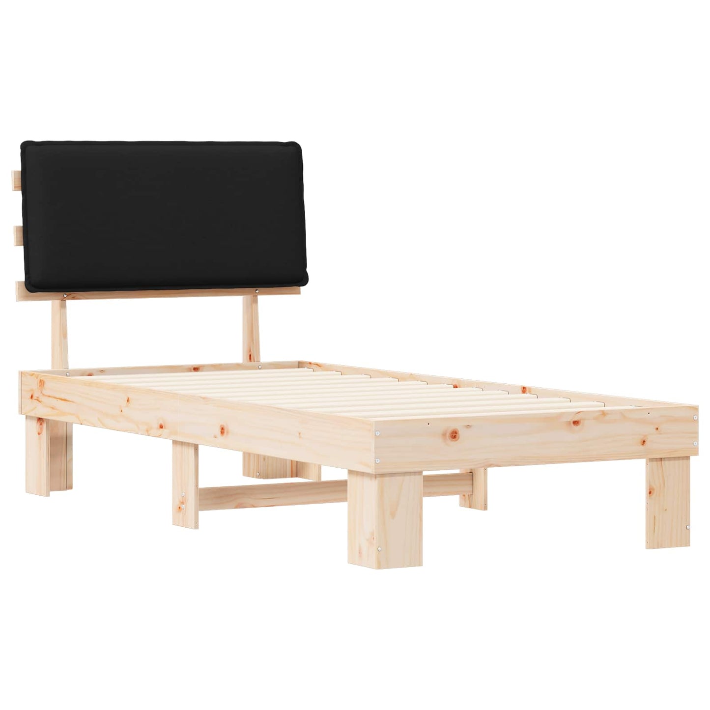 Sengestel med Polstret Hovedgavl Sort 90 x 200 cm
