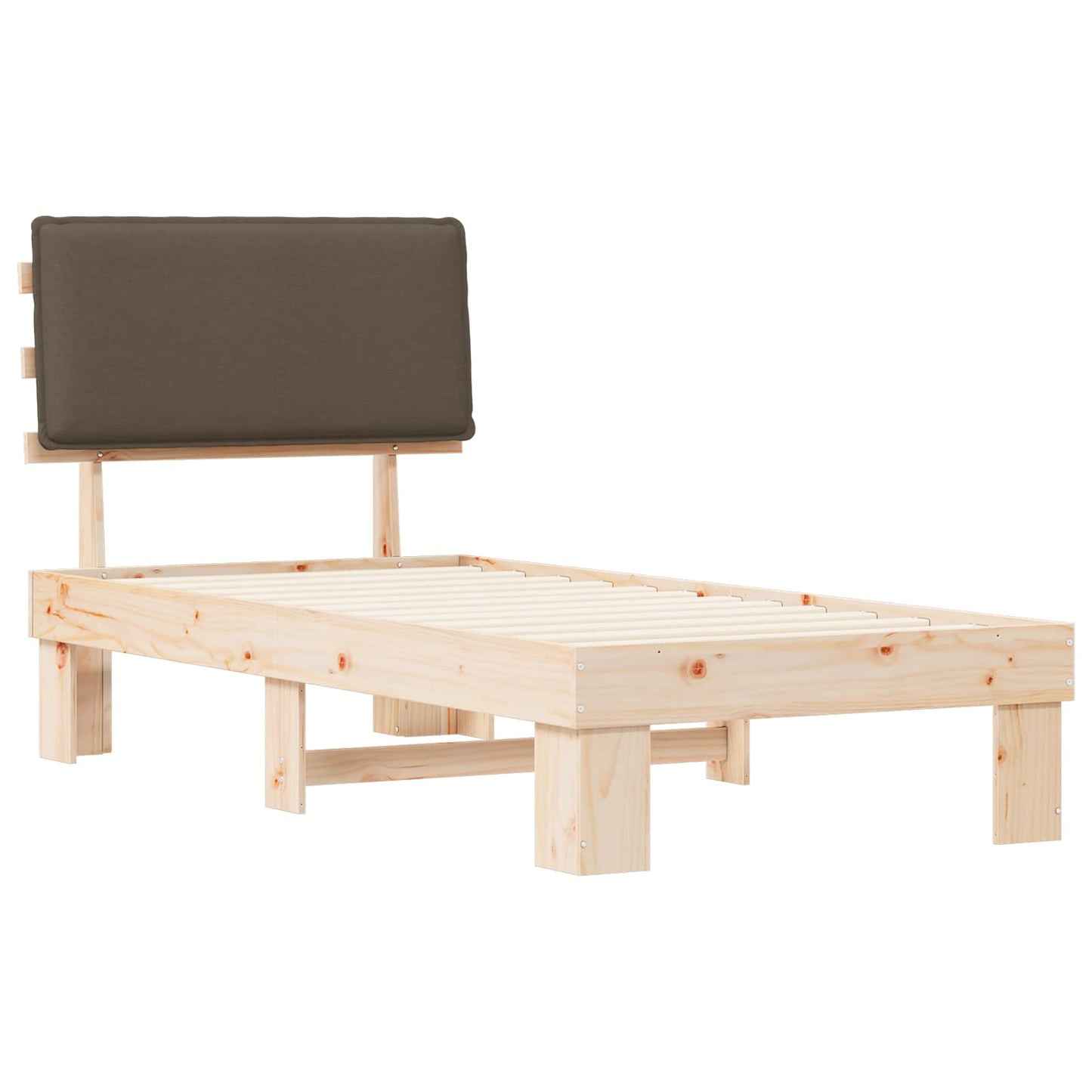 Sengestel med Polstret Hovedgavl Gråbrun 90 x 200 cm