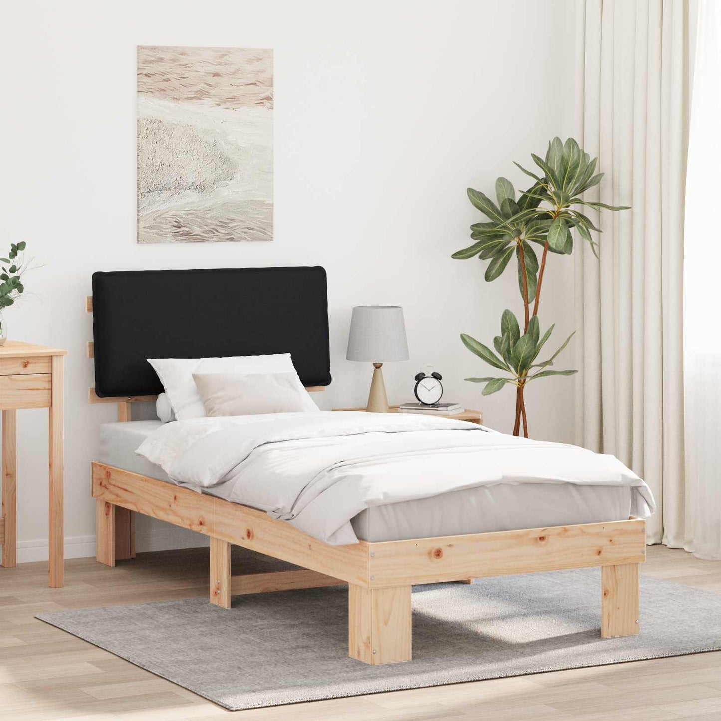 Sengestel med Polstret Hovedgavl Sort 80 x 200 cm