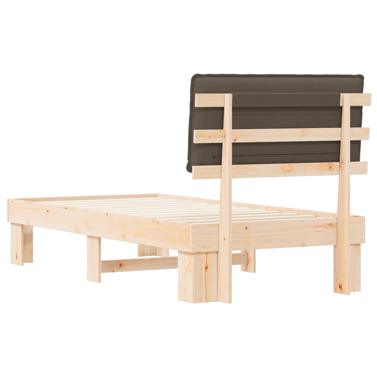 Sengestel med Polstret Hovedgavl Gråbrun 75 x 190 cm