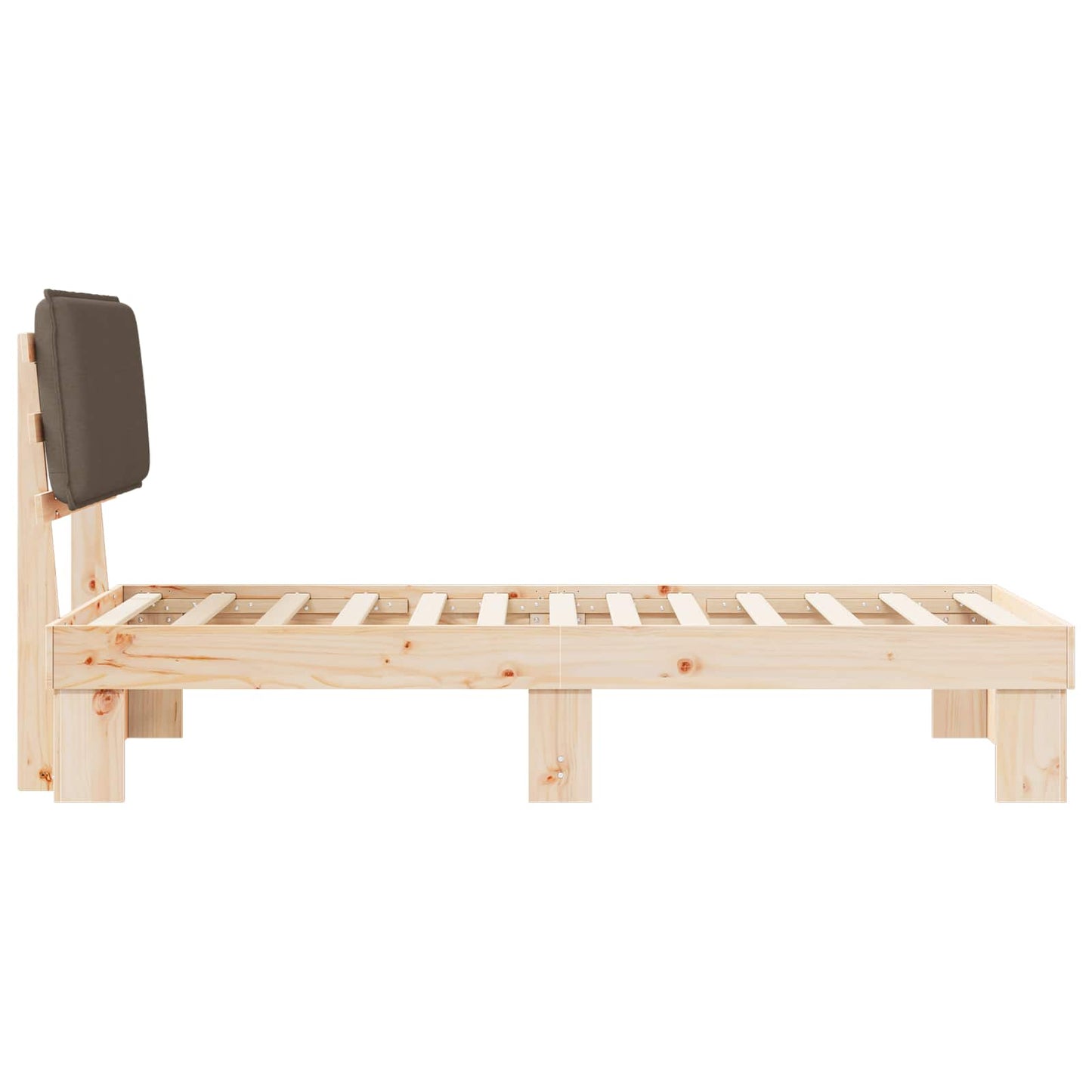 Sengestel med Polstret Hovedgavl Gråbrun 75 x 190 cm