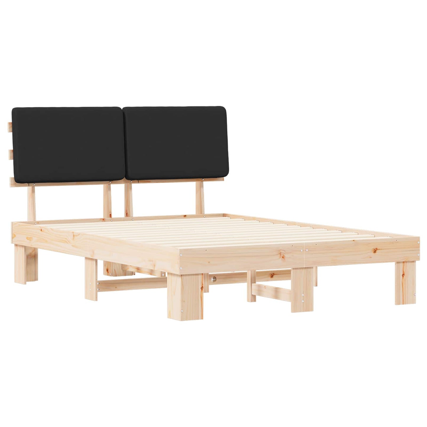 Sengestel med Polstret Hovedgavl Sort 140 x 200 cm