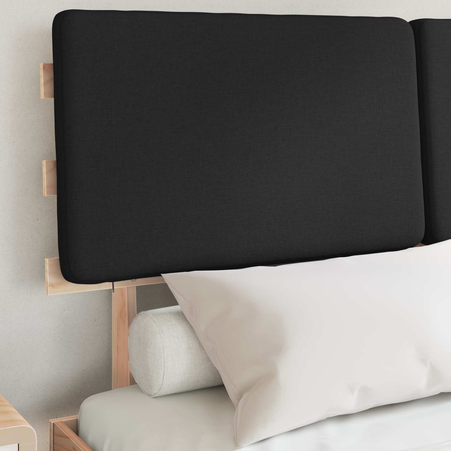 Sengestel med Polstret Hovedgavl Sort 140 x 190 cm