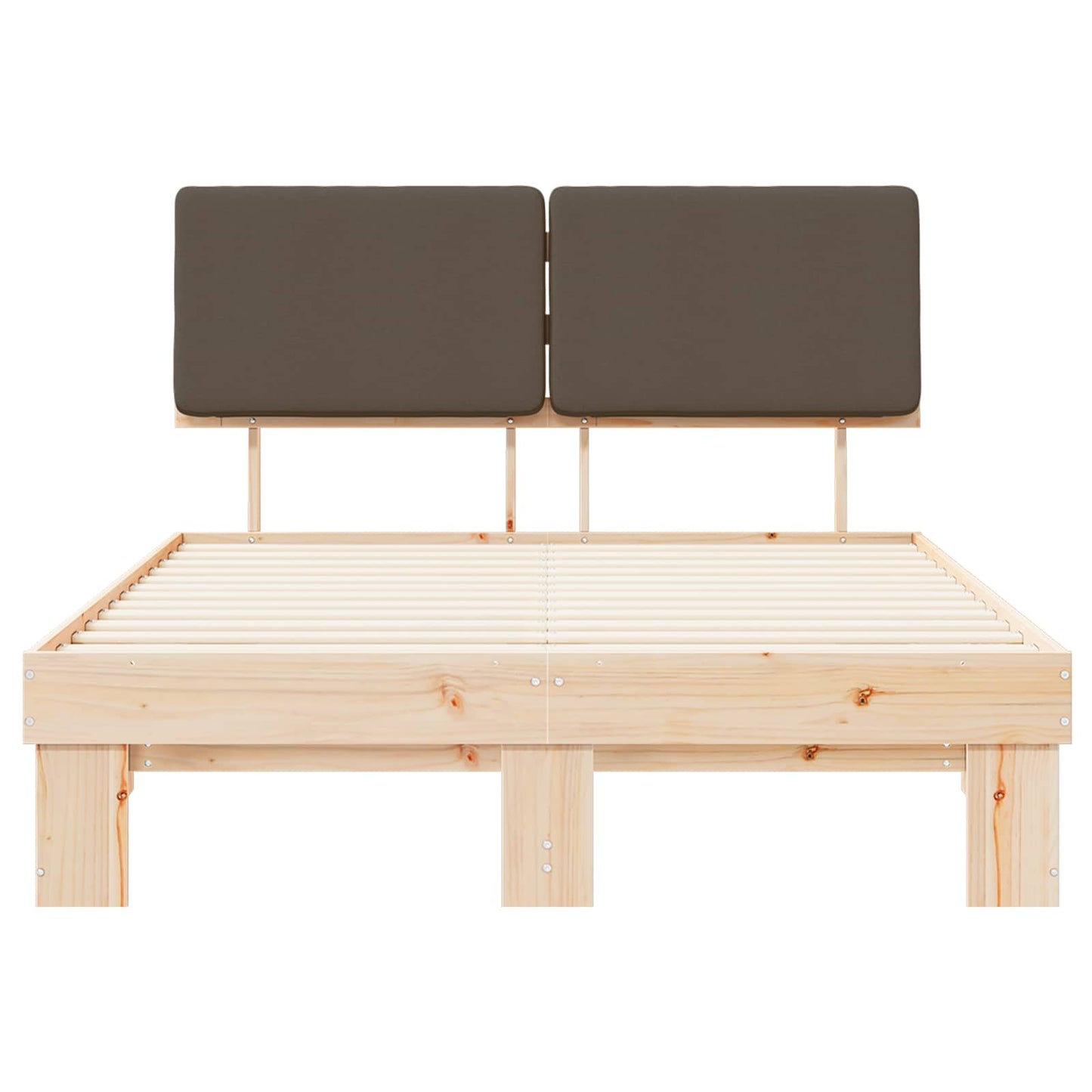 Sengestel med Polstret Hovedgavl Gråbrun 135 x 190 cm