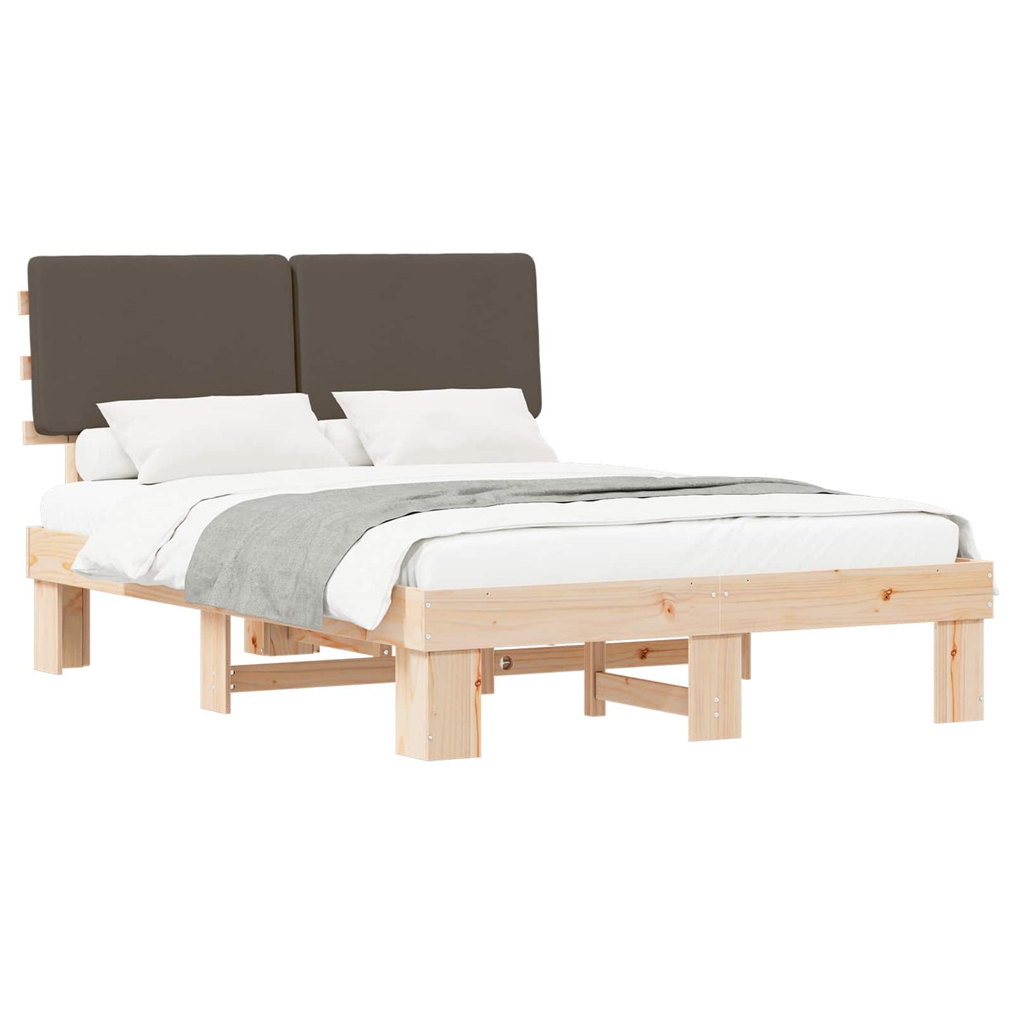 Sengestel med Polstret Hovedgavl Gråbrun 120 x 190 cm