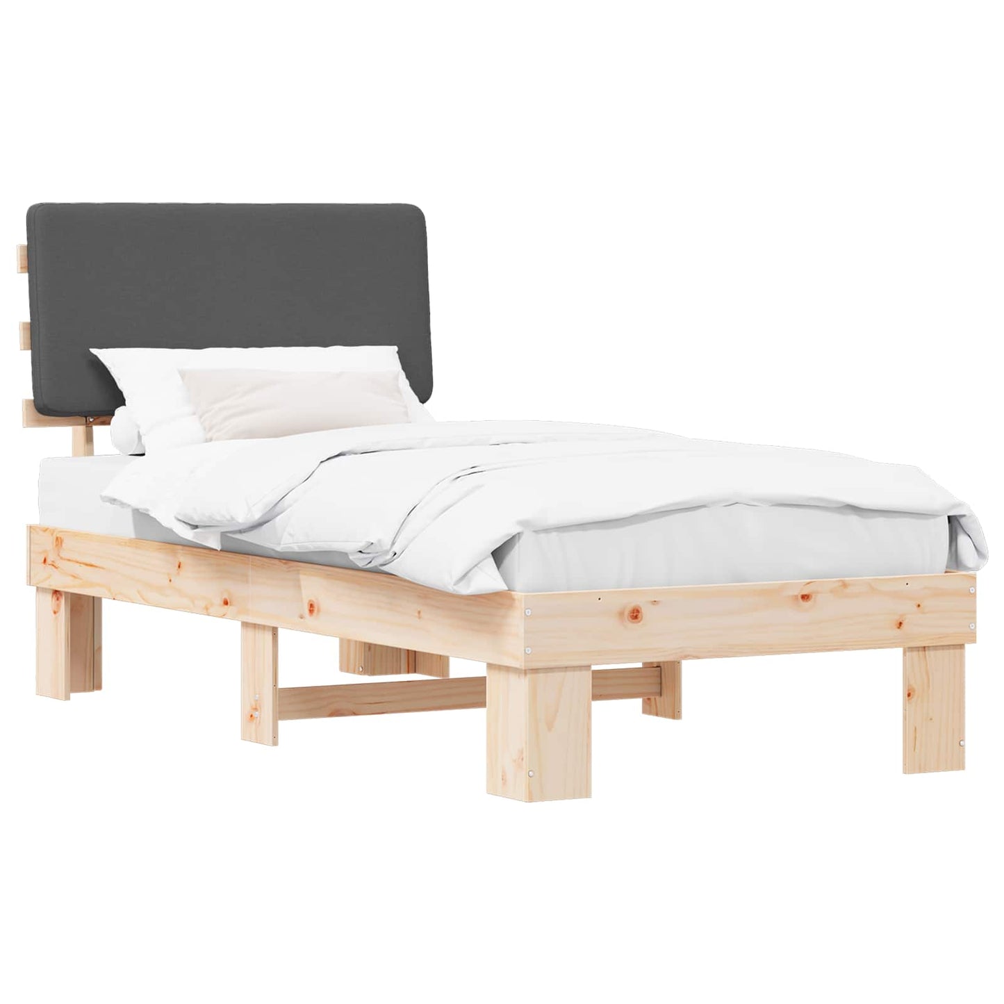 Sengestel med Polstret Hovedgavl Mørkegrå 100 x 200 cm