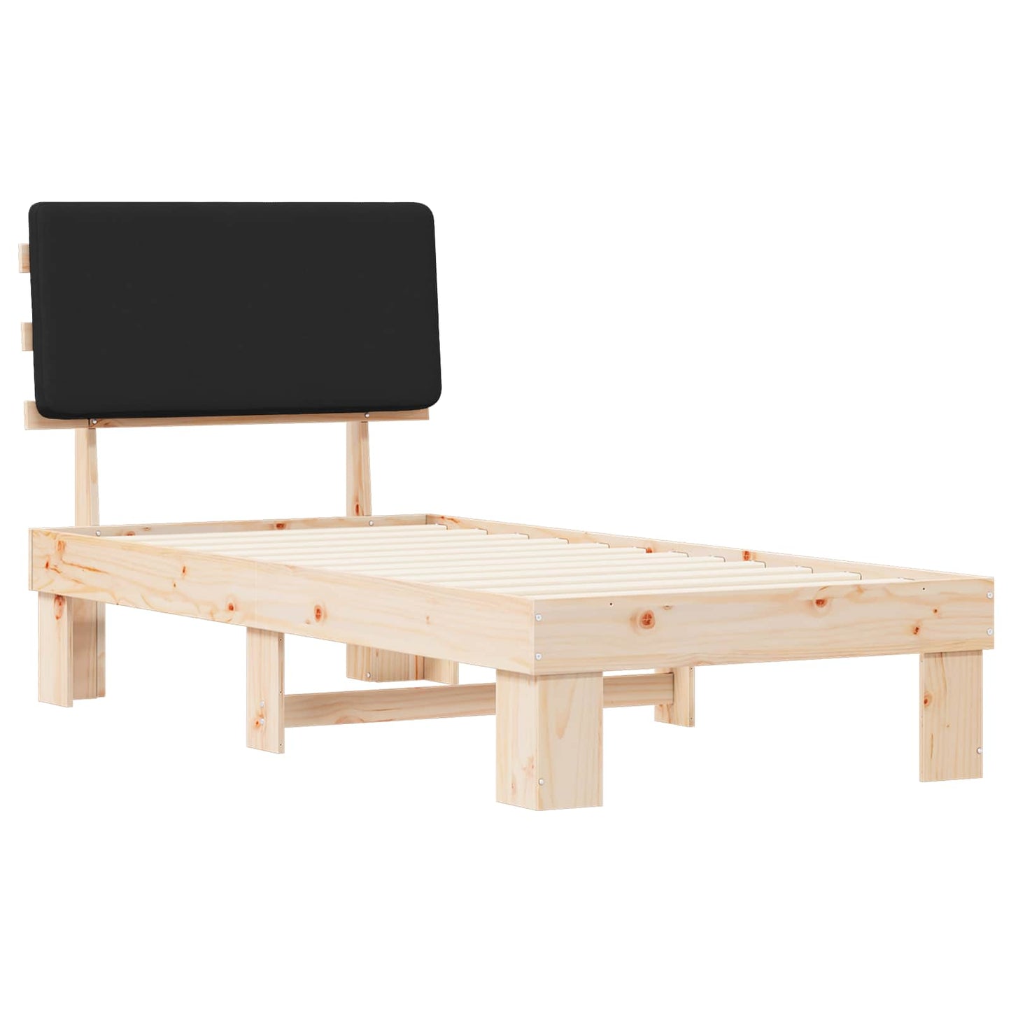 Sengestel med Polstret Hovedgavl Sort 100 x 200 cm