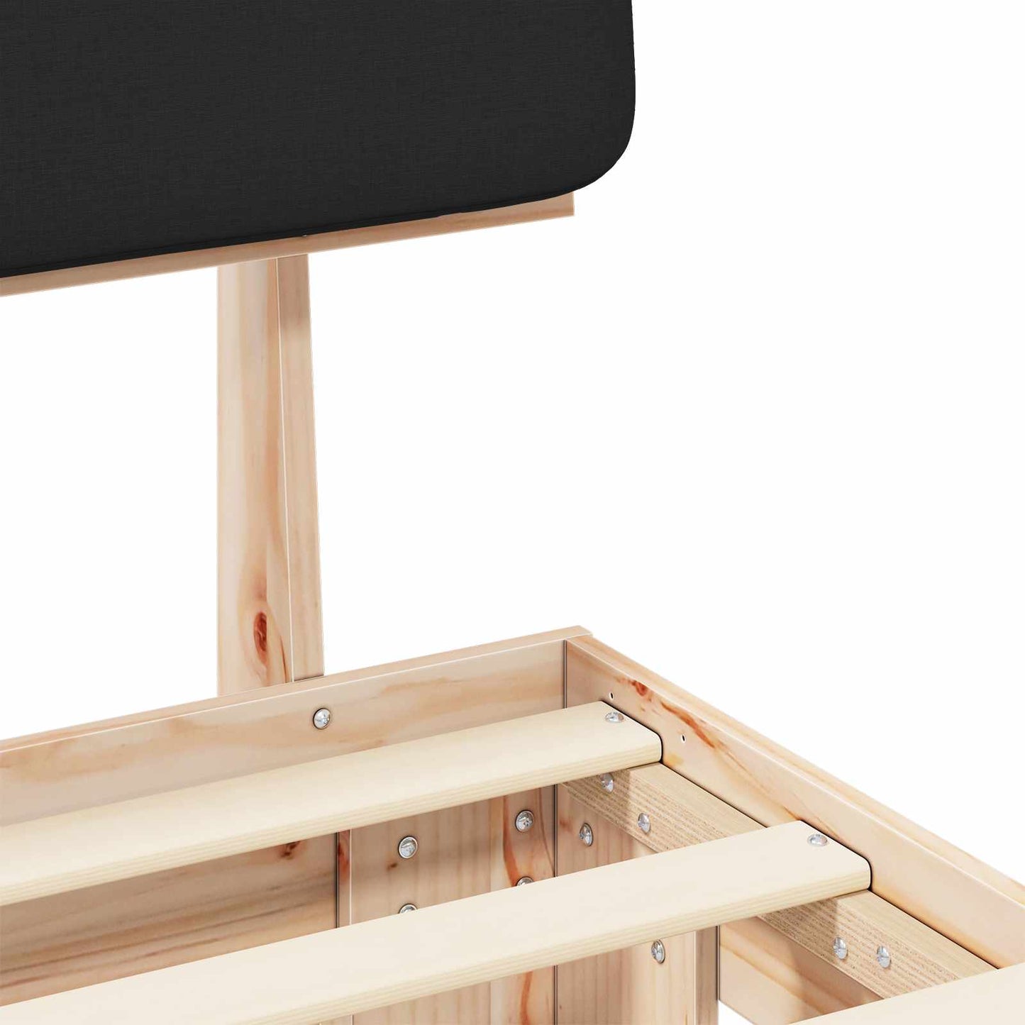 Sengestel med Polstret Hovedgavl Sort 90 x 190 cm