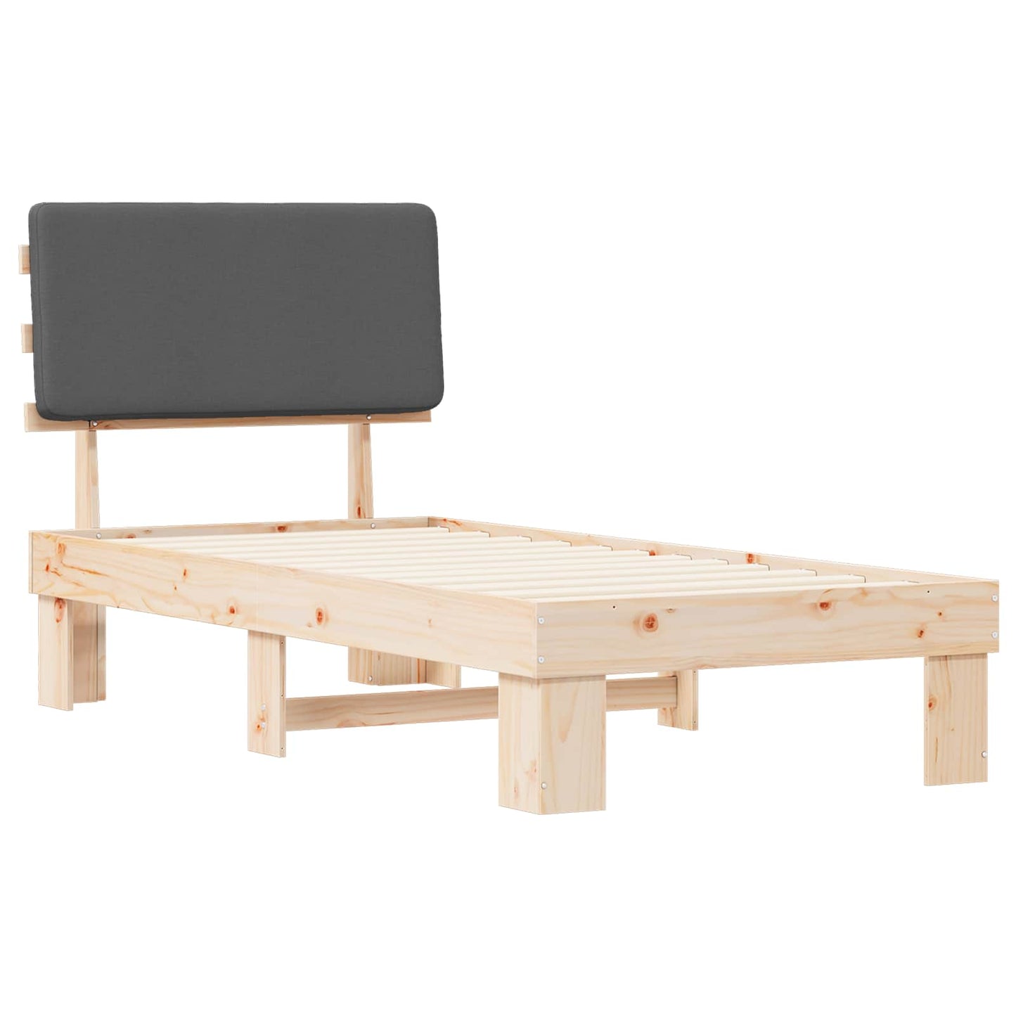 Sengestel med Polstret Hovedgavl Mørkegrå 75 x 190 cm