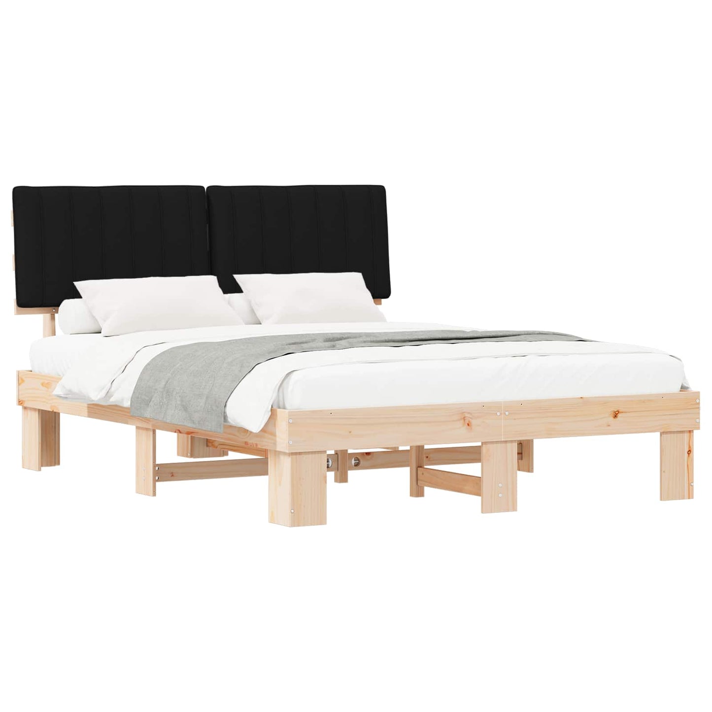 Sengestel med Polstret Hovedgavl Sort 160 x 200 cm
